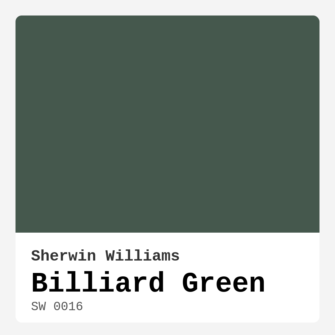 Billiard Green SW 0016 by Sherwin Williams