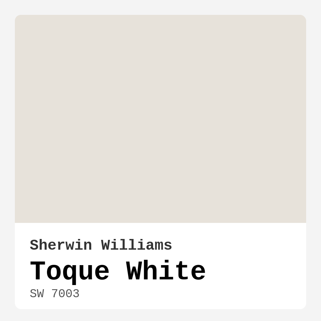 Sherwin Williams Toque White SW 7003 Real Images