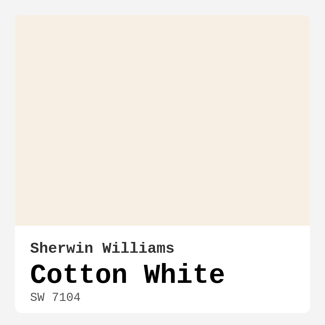 Sherwin Williams Cotton White SW 7104 Real Images