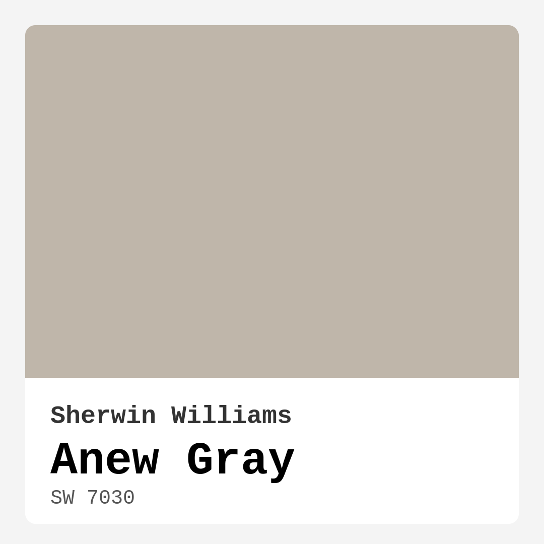 Anew Gray SW 7030 by Sherwin Williams