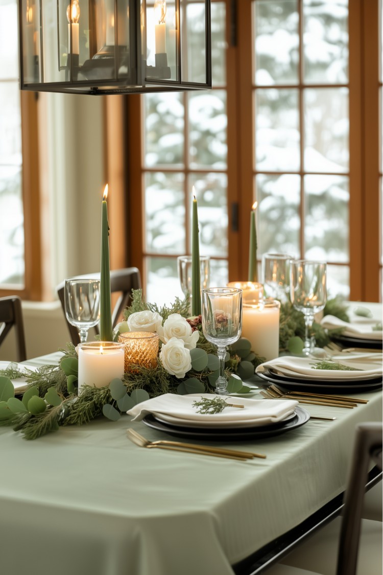 13. Sage Green and Black Accents