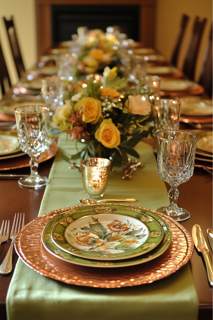 17. Vintage Sage Green and Copper Decor